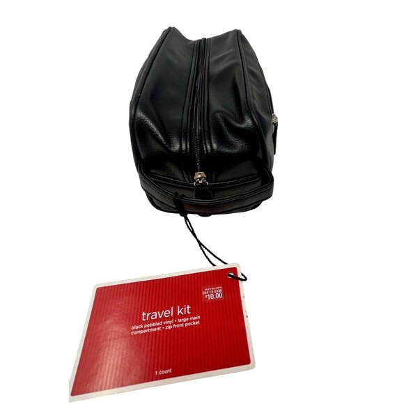 Black Pebbled‎ Vinyl Travel Kit - Top Zipper, 2 Zipper pockets - Picture 8 of 10